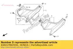 Here you can order the rubber, r. Side cover from Honda, with part number 83601MBZK00: