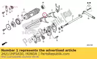 24211HP5A50, Honda, forcella, fr. leva del cambio honda trx420fe fourtrax rancher 4x4 es rancer trx500fe foretrax foreman sxs500m pioneer 500 trx420fm1 trx420fm2 trx420tm1 trx500fm1 trx500fm2 trx500fm6 trx520fm1 trx420fe1 trx420te1 trx520fe1 trx520fe2 trx520fm2 trx520fm6 420 520 , Nuovo