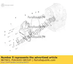 Ici, vous pouvez commander le joint de couvercle auprès de Piaggio Group , avec le numéro de pièce 887003: