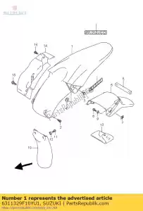 Suzuki 6311329F10YU1 spatbord, achter (geel) - Onderkant