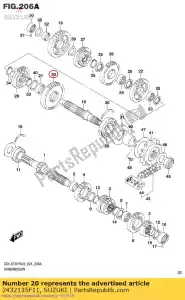 suzuki 2432135F11 engrenagem, 2ª conduzida - Lado inferior