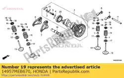 vulstuk, klepstoter (2. 600) van Honda, met onderdeel nummer 14957MEB670, bestel je hier online: