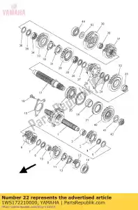 yamaha 1WS172210000 versnelling, 2e wiel - Onderkant