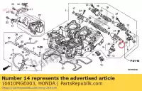 16610MGE003, Honda, leidingcomp., brandstof (# 1) honda vfr  f crosstourer x dtc fd xd dct vfr1200fa vfr1200fda vfr1200f vfr1200fd vfr1200x vfr1200xd vfr1200xa 1200 , Nieuw