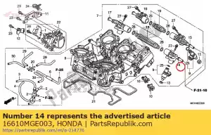 Honda 16610MGE003 comp. tubo, combustível (# 1) - Lado inferior