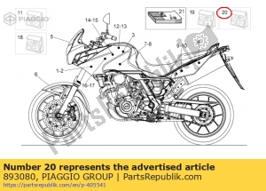 aprilia 893080 ensemble de décalcomanies - La partie au fond