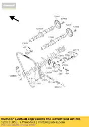 Here you can order the guide-chain,fr from Kawasaki, with part number 120531058: