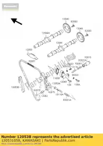 Kawasaki 120531058 guide-chain,fr - Bottom side