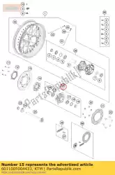 Ici, vous pouvez commander le support de pignon cpl. Noir auprès de KTM , avec le numéro de pièce 6011005004433: