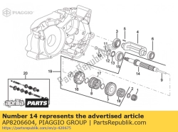 Aprilia AP8206604, Primary gear shaft, OEM: Aprilia AP8206604