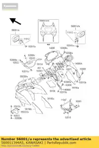 Kawasaki 560011394A5 espelho-montagem, lh, c.p.re - Lado inferior