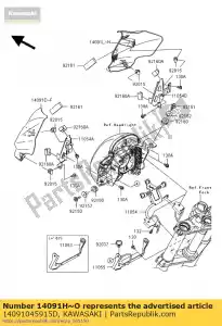 Kawasaki 14091045915D tampa, farol dianteiro, rh, c.p.b - Lado inferior