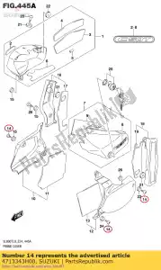 Suzuki 4713343H00 parafuso, enseada lateral - Lado inferior