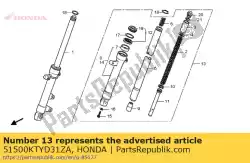 Ici, vous pouvez commander le fourche assy., l. Fr. * nh303 auprès de Honda , avec le numéro de pièce 51500KTYD31ZA: