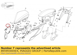 Aprilia 89599300XE4, Rechter zijpaneel, zilver, OEM: Aprilia 89599300XE4