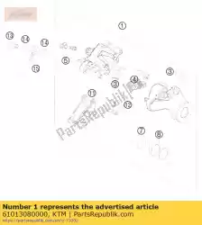 Aqui você pode pedir o pinça de freio traseira 05 em KTM , com o número da peça 61013080000: