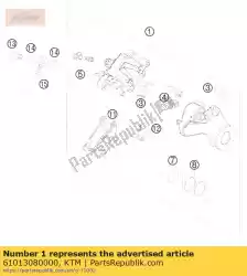 Ici, vous pouvez commander le étrier de frein arrière 05 auprès de KTM , avec le numéro de pièce 61013080000: