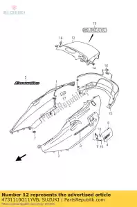 Suzuki 4731110G11YVB couvercle, cadre cen - La partie au fond