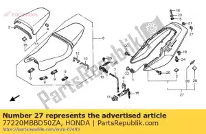 honda 77220MBBD50ZA conjunto de capuz, rr. assento (wl) * r157 * (r157 vermelho italiano) - Lado inferior