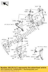 Here you can order the shroud,lh,m. O. Blue from Kawasaki, with part number 491250028726: