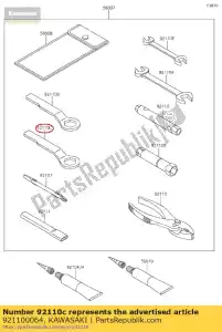 kawasaki 921100064 llave de herramienta, extremo de caja, 22 mm klx25 - Lado inferior