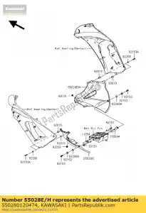 Kawasaki 550280120474 cowling,lwr,rh,g.silver - Bottom side