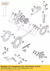 Tutaj możesz zamówić tylna tarcza hamulcowa liczniki 220mm od KTM , z numerem części 58010060600: