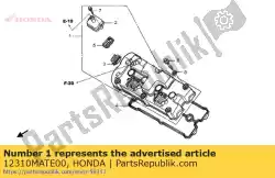 dekking ass., cilinderkop van Honda, met onderdeel nummer 12310MATE00, bestel je hier online: