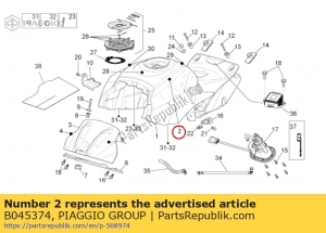 aprilia B045374 aprilia, naklejka na zbiornik paliwa po lewej stronie - Dół