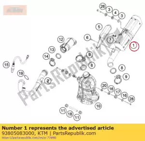 ktm 93805083000 uitlaat cpl. - Onderkant