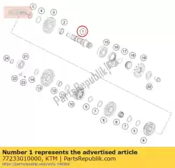 Ici, vous pouvez commander le arbre intermédiaire auprès de KTM , avec le numéro de pièce 77233010000:
