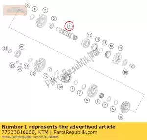 ktm 77233010000 arbre intermédiaire - La partie au fond