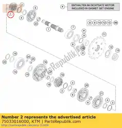 Ici, vous pouvez commander le engrenage coulissant 6e g. 07 auprès de KTM , avec le numéro de pièce 75033016000: