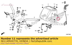Ici, vous pouvez commander le vis, réglage protecteur auprès de Honda , avec le numéro de pièce 90114MG9770: