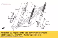 51550GEL701, Honda, sous-ensemble de tuyau., l. faire glisser honda crf  f xr r xr50r crf50f 50 , Nouveau