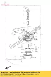 Ici, vous pouvez commander le carburateur assy 1 auprès de Yamaha , avec le numéro de pièce BD3E41010000: