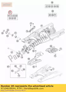 ktm 47104030044 braço oscilante 85sx cpl. 2015 - Lado inferior