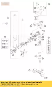 ktm 7600103203201S bot. horquilla placa cpl. - Lado inferior