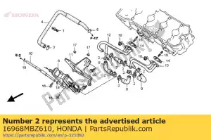 Honda 16968MBZ610 grampo b, mangueira de combustível - Lado inferior