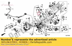 Qui puoi ordinare bobina, accensione da Honda , con numero parte 30510KZZ901: