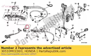 honda 30510MCC003 coil comp., ignition - Bottom side