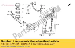 Honda 43310MCWD01 hose comp., rr. master - Bottom side