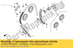 Ici, vous pouvez commander le chaîne, came (124l) (borg warner) auprès de Honda , avec le numéro de pièce 14401MCJ003: