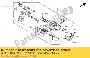 Honda 43105KS6702 pad comp. una - Lado inferior