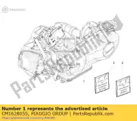 CM1628055, Piaggio Group, 125 4t / 3v, ou seja, motor euro 3 vespa lx s zapm68300, zapm68303 125 2012 2016, Novo