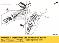 33720MFAD01, Honda, light assy., licence honda  cbf vfr 600 1000 1200 2006 2007 2008 2009 2010 2011 2012 2013 2017 2018 2019, Nouveau