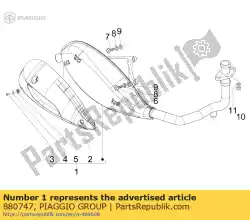 Aquí puede pedir tubo de escape de Piaggio Group , con el número de pieza 880747: