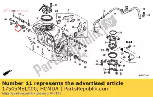 Honda 17545MEL000 borracha, r. fr. montagem do tanque - Lado inferior