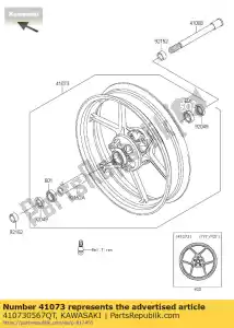 Kawasaki 410730567QT roue avant, noir, 17 pouces, 3,50, 6 rayons - Milieu