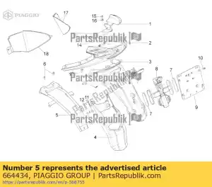 Piaggio Group 664434 licence plate support sub-frame - Bottom side